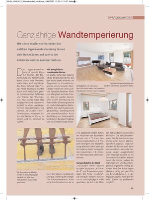 Heizungsratgeber (Aug. 2012) - Ganzjährige Wandtemperierung