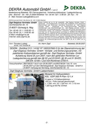 Dekra Zertifikat  12 DF / 365 R Pllan 12 - 1,4