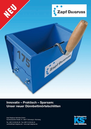 Neuer Dünnbettmörtelschlitten