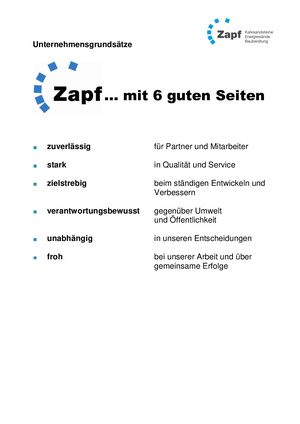 Zapf Unternehmensgrundsätze 2013