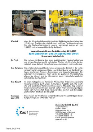 Ausbildung zum Maschinen- und Anlagenführer (w/m)