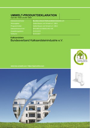 EPD-Europäische Umwelt-Produktdeklaration Kalksandstein