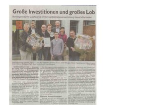 Große Investitionen und großes Lob