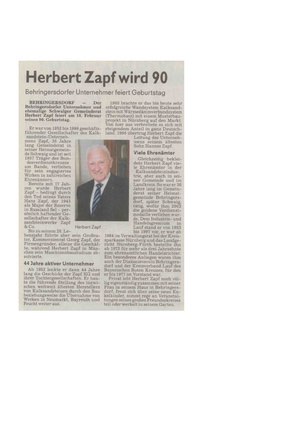 Artikel PZ 16.02.2016 - Herbert Zapf wird 90