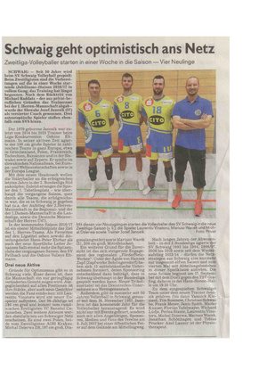 Artikel Pegnitz-Zeitung 10.09.2016 Saisonstart 2016/17 Volleyball