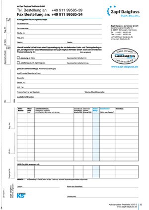Kalksandstein-Bestellformular