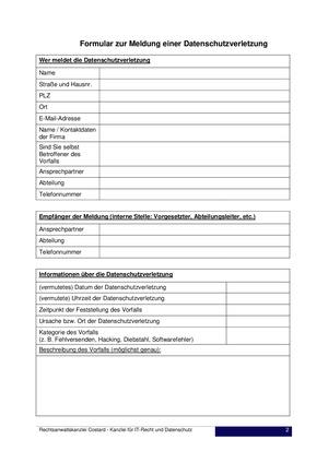 Meldung Datenschutzverletzung