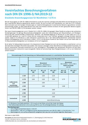 Vereinfachtes Berechnungsverfahren - Erweiterte Anwendungsgrenzen für Wandhöhen > 2,75 m