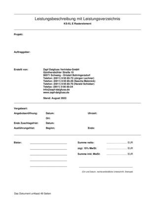 Ausschreibungstext KS-XL E Rasterelement